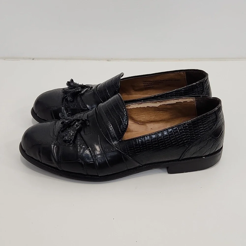 Stacy Adams Genuine Snake And Leather Loafers Dress Shoes Men's Sz 10W Black
